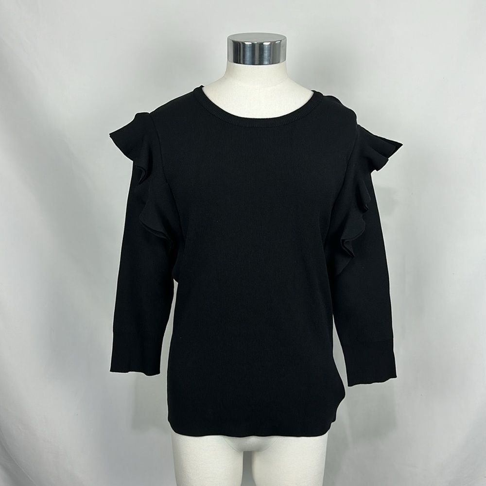 Apparalel NWT Black Ruffle Trim Sweater